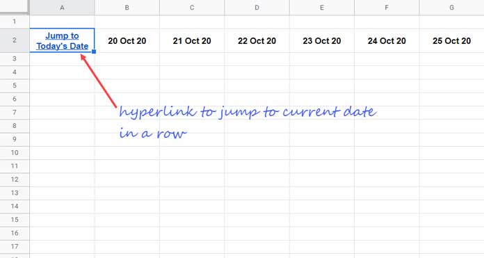 Hyperlink to Jump to Current Date in a Row