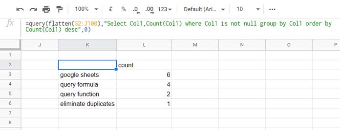 Query Count Aggregation of Text Values
