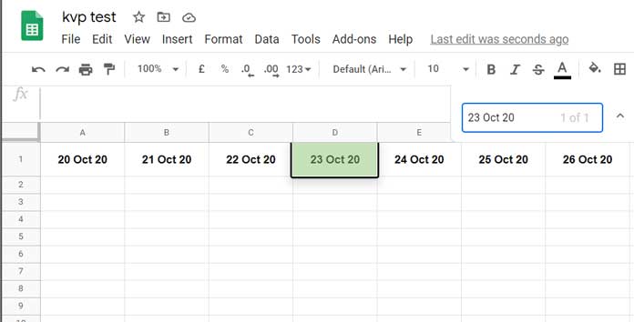 Searching current date in Google Sheets