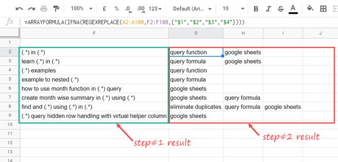 RegexReplace to Extract Multiple Word Keywords in Google Sheets