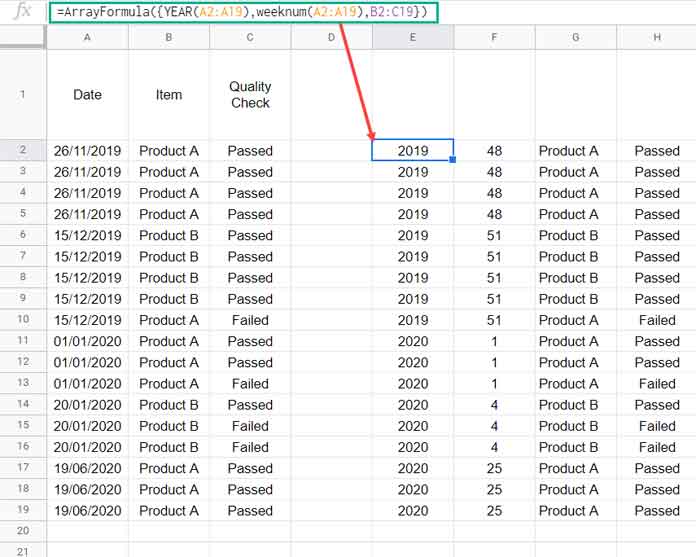 Query data - week and year column