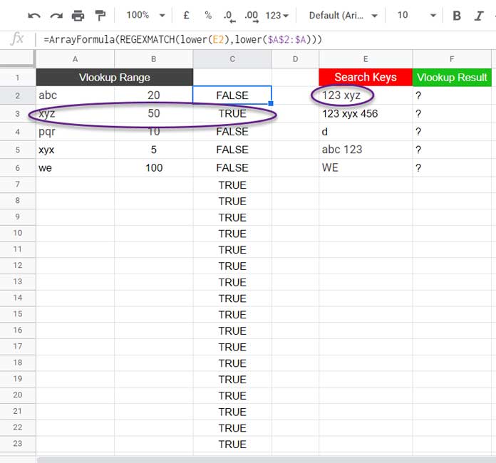 Partial Range Matching Using Regexmatch