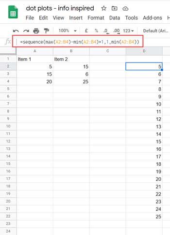 Sequence Using Min and Max