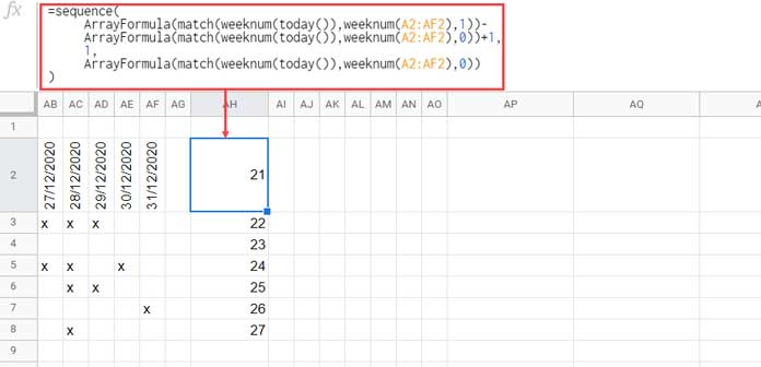 Query to Filter Current Week Horizontally - Dynamic Select