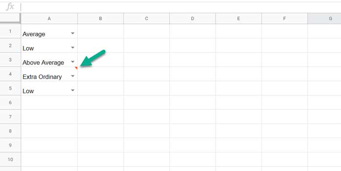 Highlight Cells with Error Flags in the Drop-down - List of Items