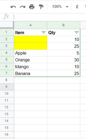Sort By Yellow Color in Google Sheets