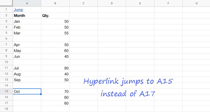 Issue in Linking to the End Row of a Table