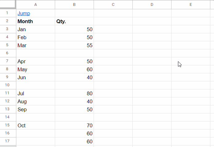 Hyperlink to Jump to the Last Row of a Table - Example