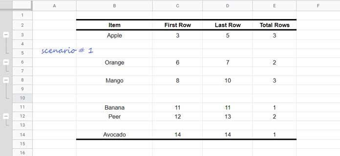 Return the First and Last Row Numbers - Scenario 1