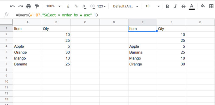Sort Rows Using Query to Bring the Blank Cells on Top