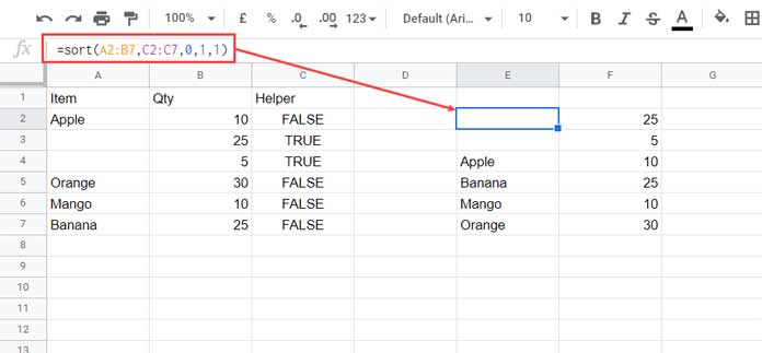 how-to-sort-rows-to-bring-the-blank-cells-on-top-in-google-sheets