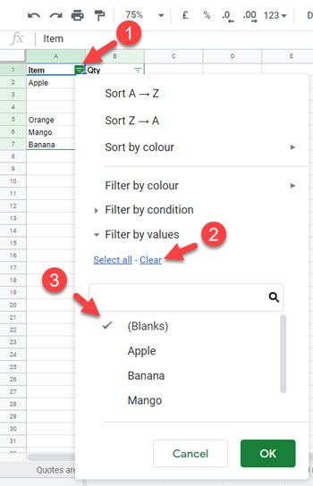 Filter Steps - Clear All and Select Blanks