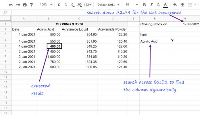 Example to LOOKUP Result from a Dynamic Column