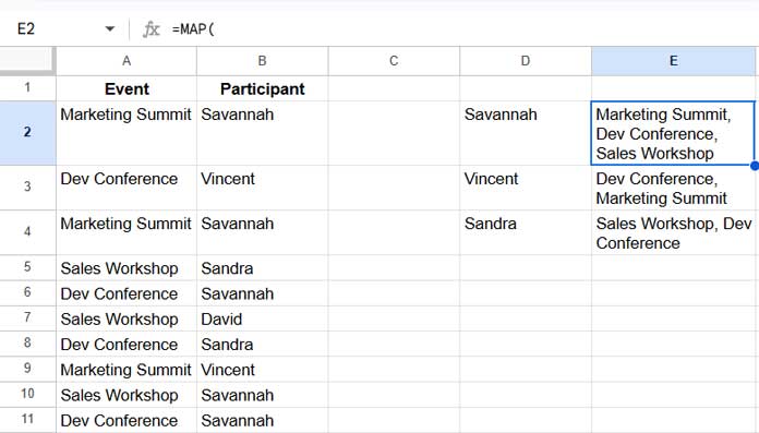 Get associated values for the most frequent strings in Google Sheets