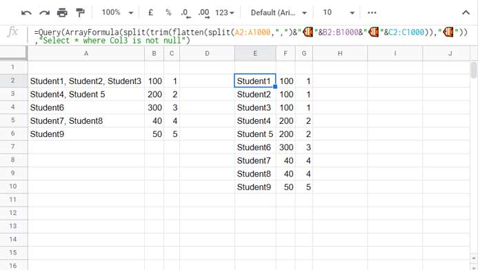 Split Comma Delimited Values in a Multi-Column Table - Three Columns