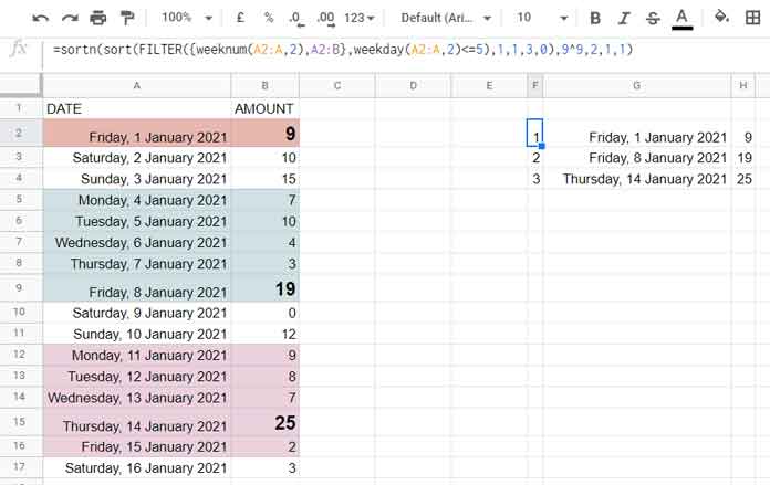 Combination Formula that Returns Week Wise Max Values