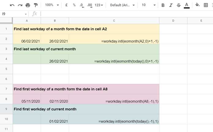 Find the First and Last Workdays of a Month or Current Month