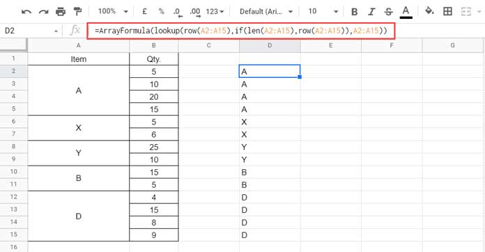 Workaround 1 to Sort Merged Cells