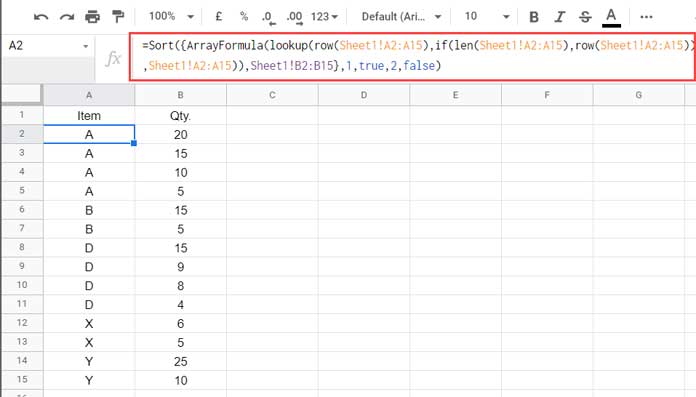 Workaround 2 to Sort Merged Cells