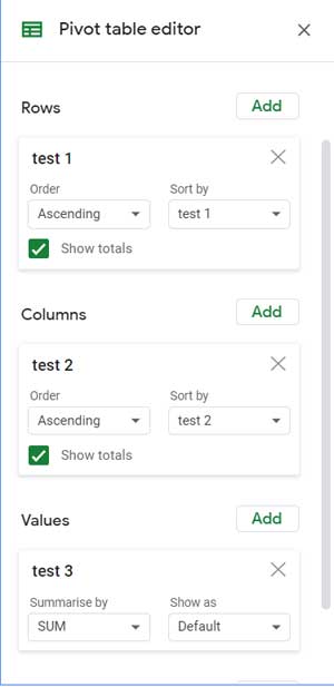 PT Settings in Google Sheets
