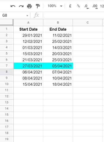 ISBETWEEN Function in Conditional Formatting - Two Column Date Range