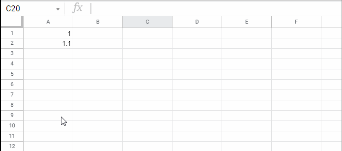 Decimal Sequence in Google Sheets - Drag Down Formula