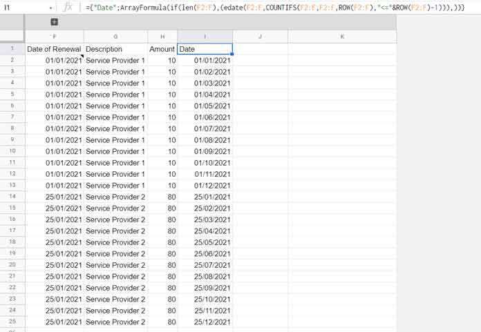 Array Formula to Increment Duplicate Dates by Month