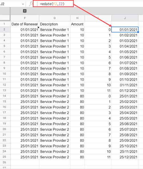 Edate Formula and Sequence