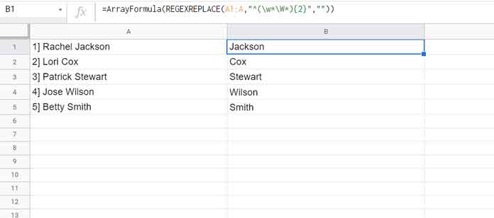 Regex Array Formula to Get All Words After the Nth Word