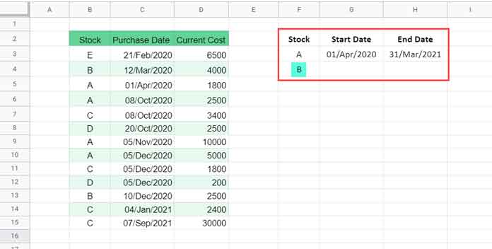 Isbetween with Filter Formula - Example 2