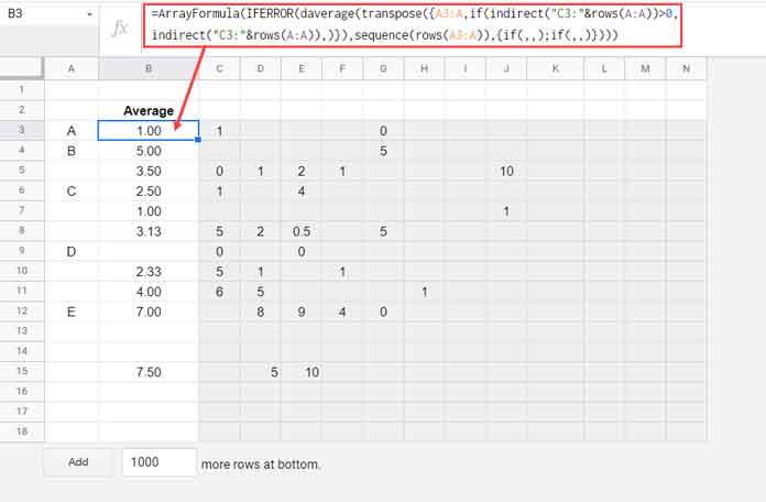 Average Each Row in Dynamic Range - Zero Excluded