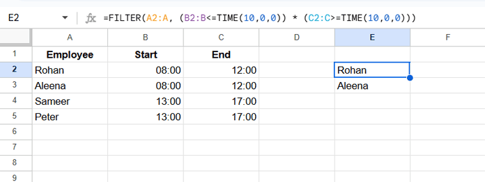 When ISBETWEEN with FILTER doesn’t apply in Google Sheets