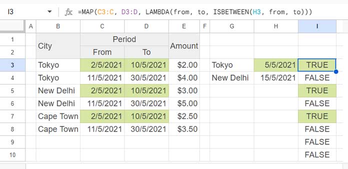 Step 2: Lookup Date in Multiple Start and End Dates