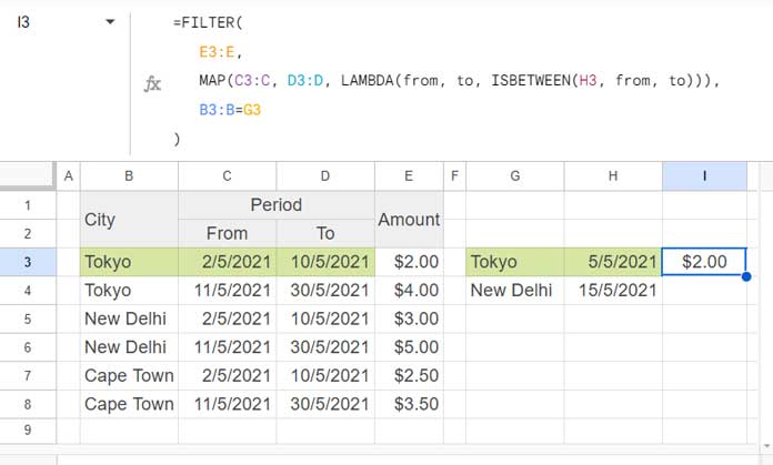 Step 3: Conditionally Lookup Dates in Start-End Ranges