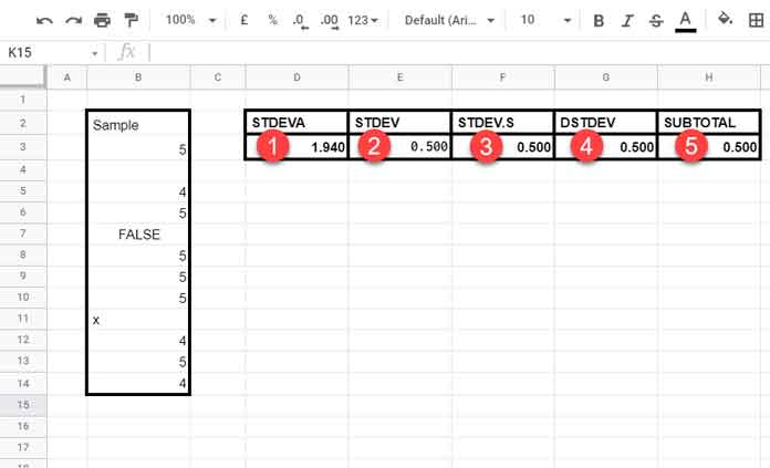 Standard Deviation of a Sample - Available Functions