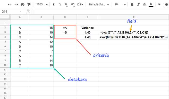 Example of Using a Database Formula with Unstructured Data in Google Sheets