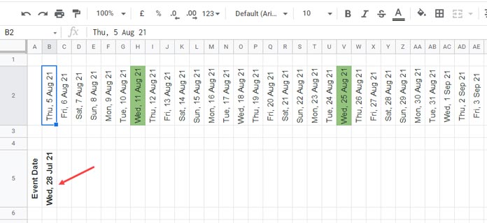 Horizontal Dates and Highlight Rule