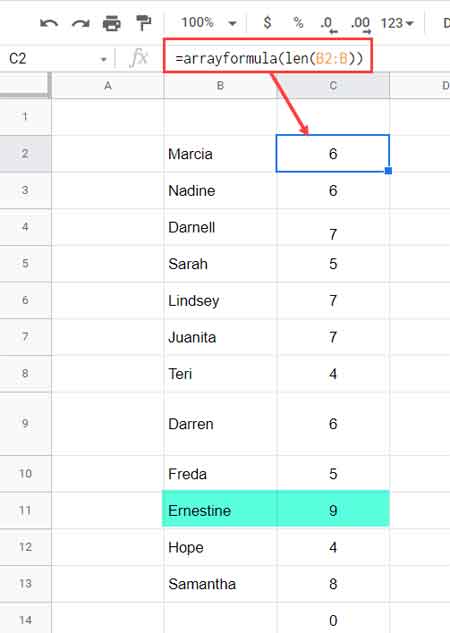 find-the-longest-string-in-a-column-in-google-sheets