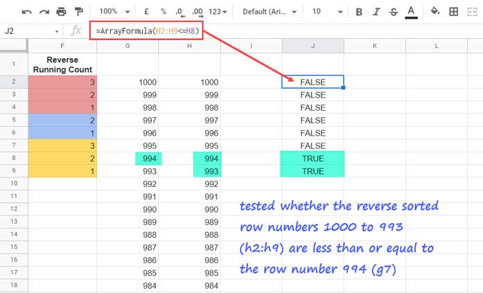 Testing Reverse Running Count and Logic