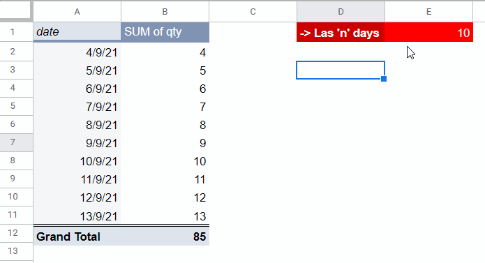 Rolling 7, 30, 60 Days in Pivot Table - Example