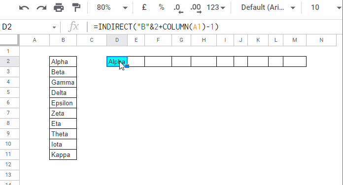 Drag a Formula Across But Reference Down in Google Sheets