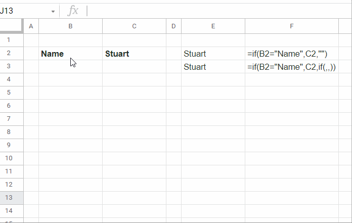 Specifying Blank Cells in Google Sheets Formulas - Example