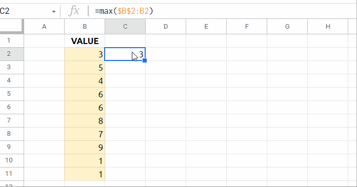 Running Max Drag-Down Formula