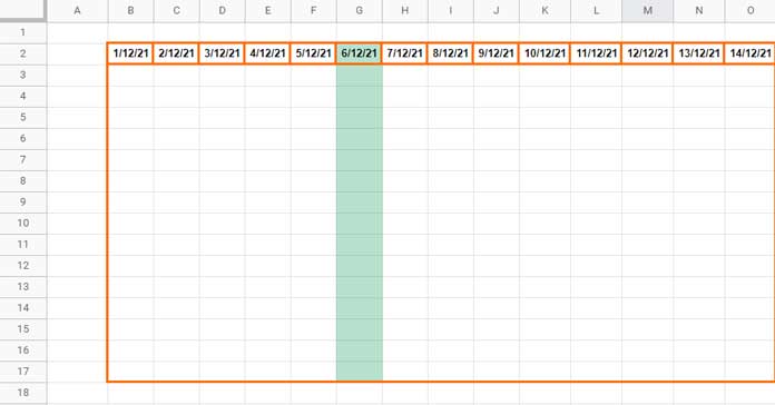 Highlight an Entire Column Range Based on Today's Date