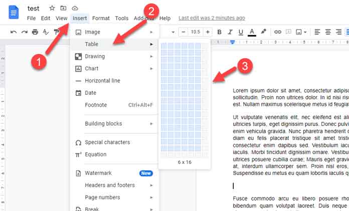 How to Create a Table and Pin and Unpin Header Rows in Google Docs