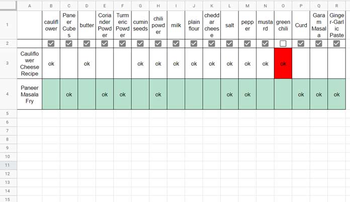 Match Available and Required Items Horizontally and Highlight