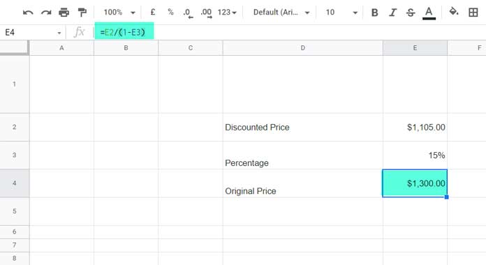 How To Create A Percentage Formula In Google Sheets