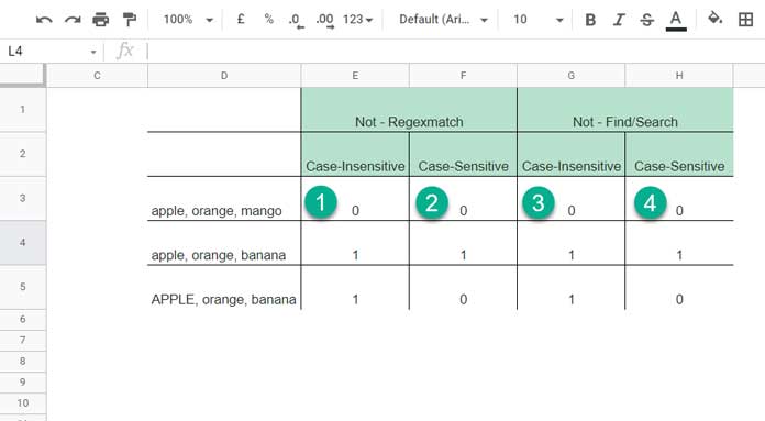 Match and Doesn't Match in a Single Formula in Sheets