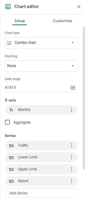 Chart Editor - Combo Chart Setup