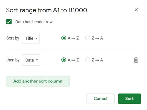 Sorting Range for Conditional Formatting - Prerequisites